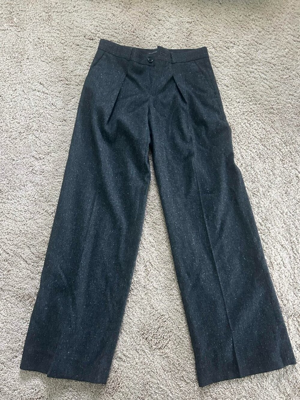 Banana Republic Women's Wide Leg Wool Blend Heather Grey Pants
